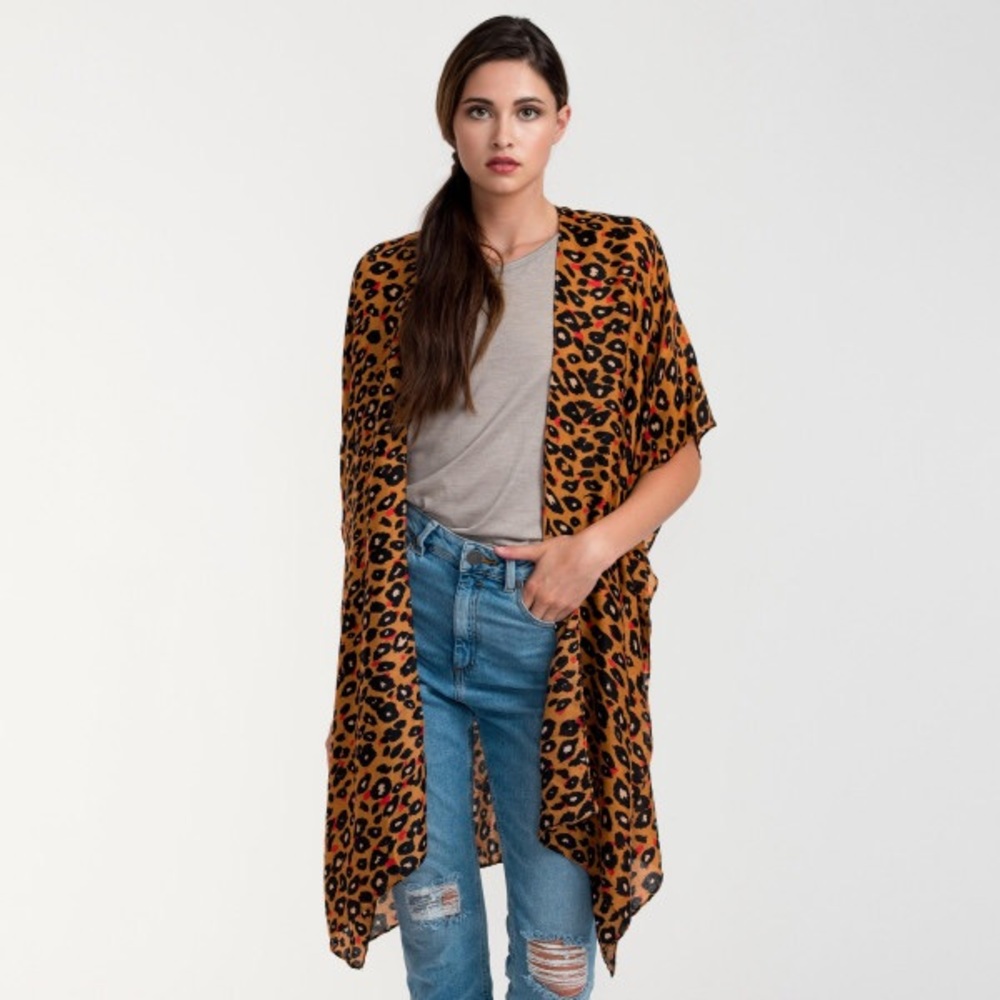 Leopard Print Kimono OS NWT